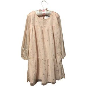 Old Navy Pink Star Accent Fairy Style Sheer Sleeve Peasant Dress Sz 6-7